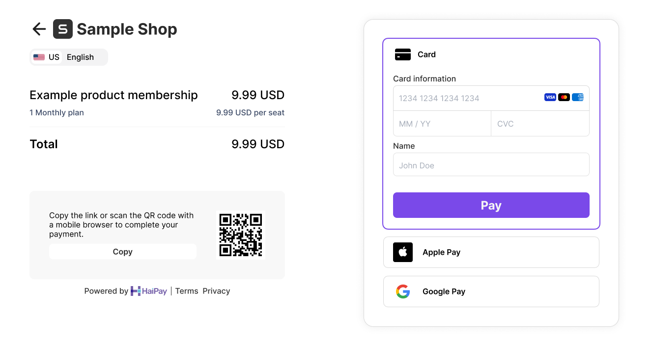 HaiPay dashboard preview