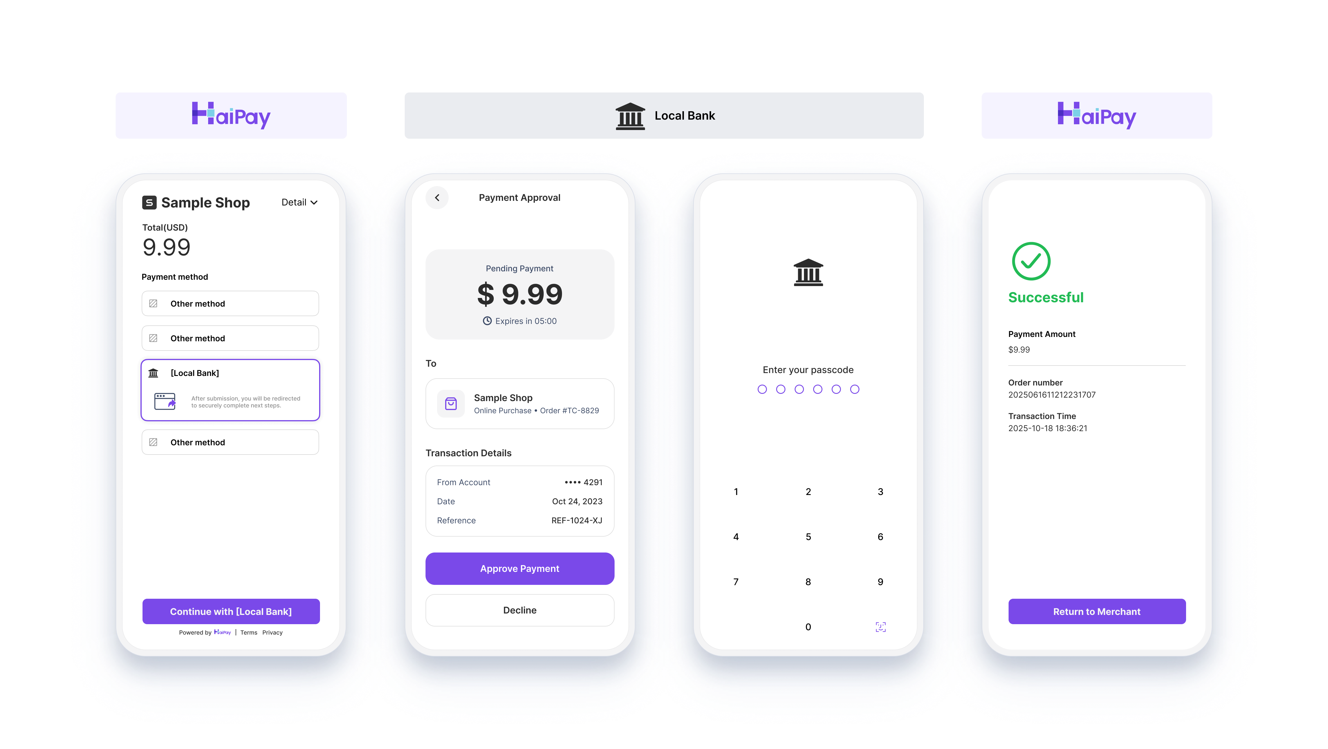Local bank payment approval process